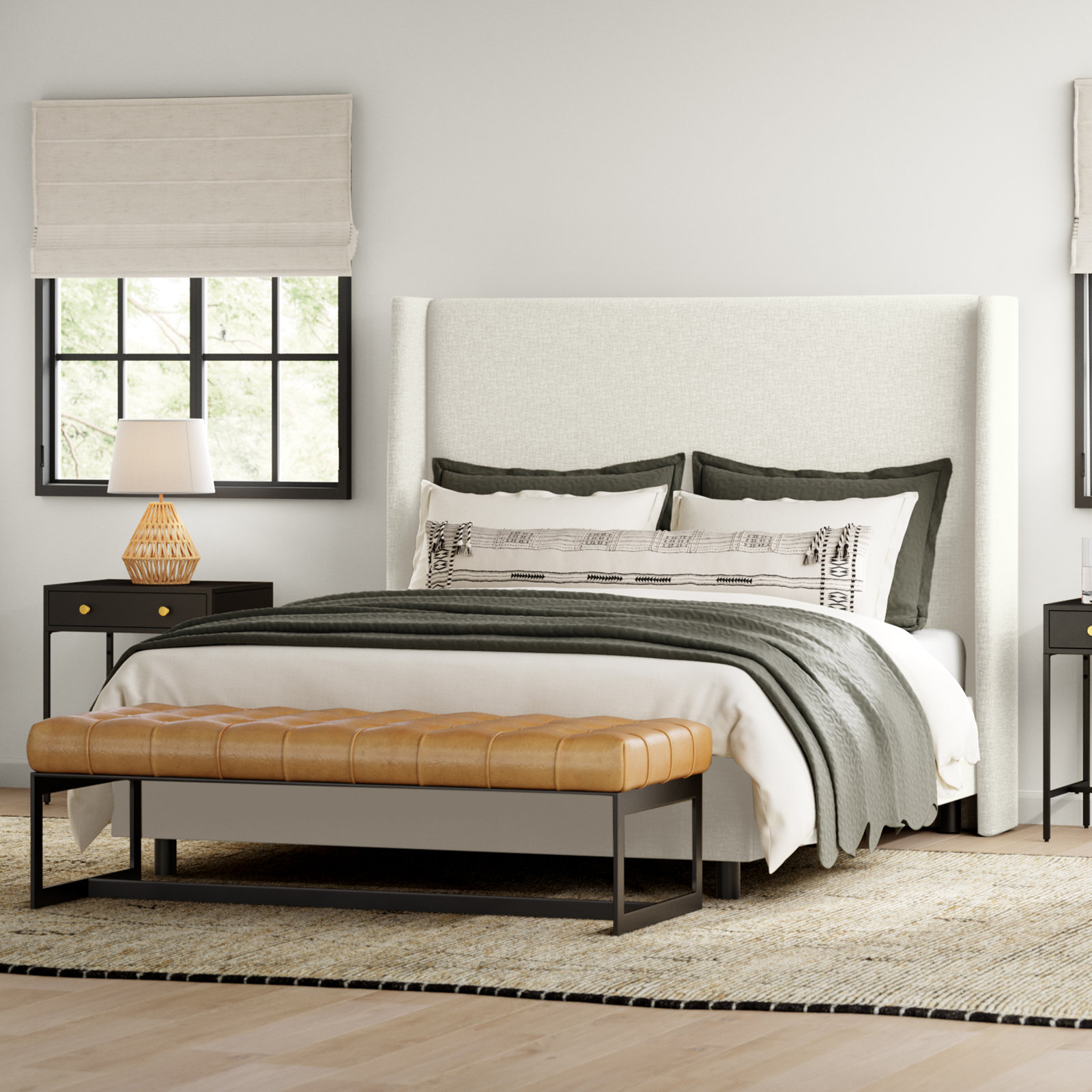 Tilly Upholstered Bed, Zuma White Textured Linen, Full