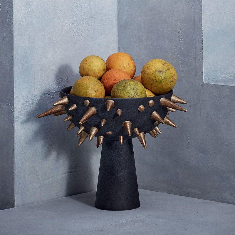 Celestial Black+Gold Bowl On Stand