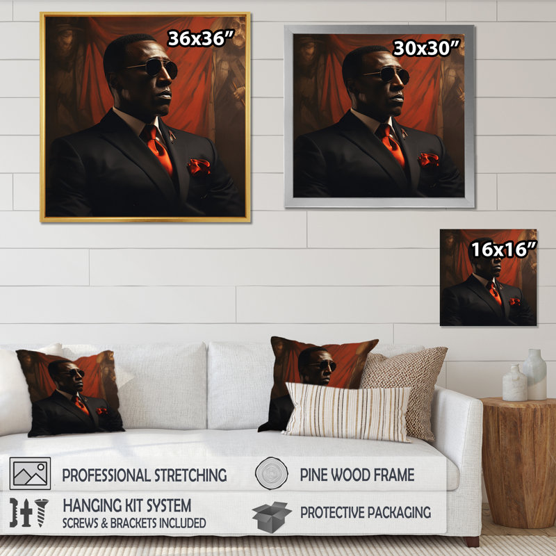 Wesley Snipes Celebrity, reproduction d'art sur toile, H 16 po x l 16 po x P 1 po, Cadre simple noir