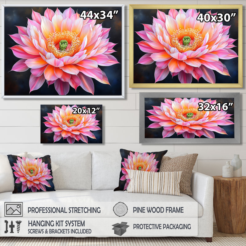 Décoration murale cactus en fleurs dans le désert de Mojave II - Cactus floral, H 12 po x l 20 po, Noir