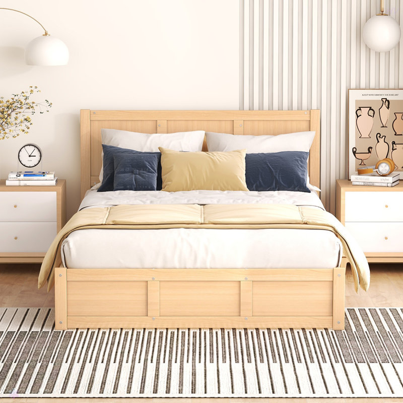 Lit plateforme en bois avec rangement inférieur et 2 tiroirs, Complète