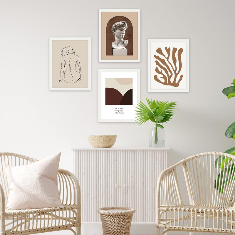 Statue grecque, portrait de buste abstrait, calme et bohème, décor de salle de bain encadré sur papier, impression sur papier