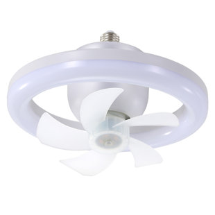 Compact 10-Inch Socket Ceiling Fan With Light, 360° Rotating Blades, Remote Control & Dimmable 3-Color LED Lighting