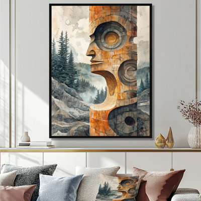 Marletta Totem Inuit Tower In A Forest Landscape  - Native American Art Canvas Print