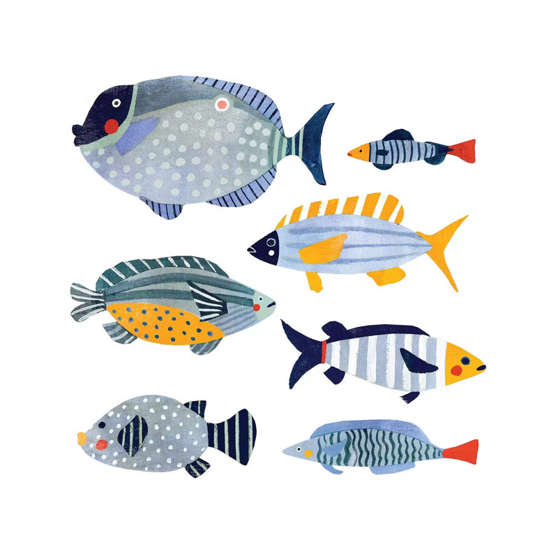 " Patterned Fish I " by Victoria Barnes, 12" H x 12" W x 0.75" D