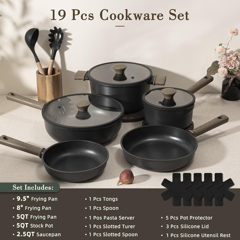 Nonstick Pots And Pans Set – Healthy Non-toxic Titanium Cookware, Induction Compatible Kitchen Set