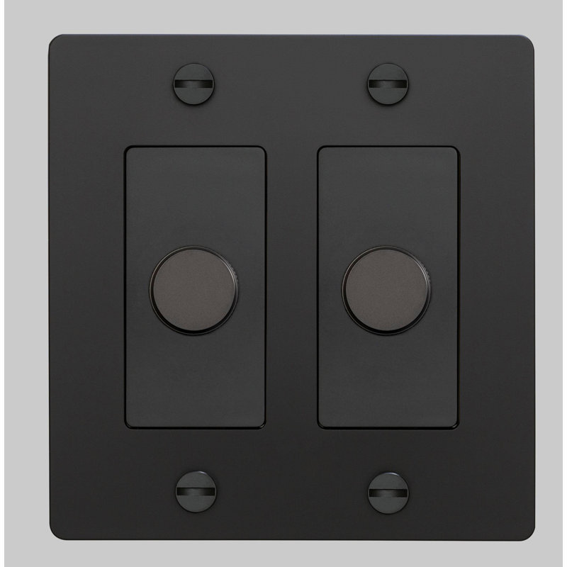 1G Dimmer / Non-Logo , 2 Gang, Black