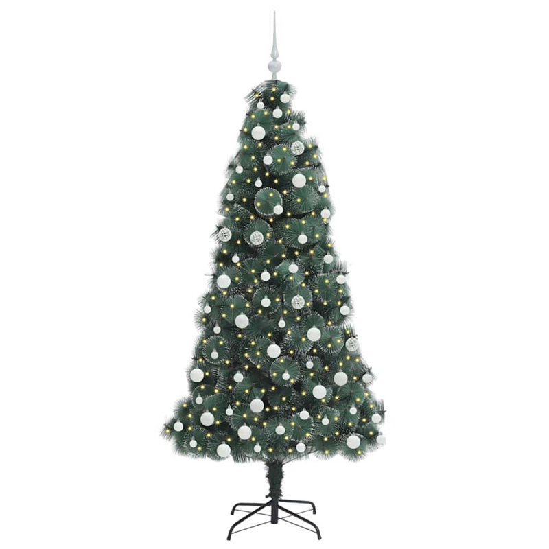 Artificial Pre-lit Christmas Tree with Ball Set, White, 5.91' H