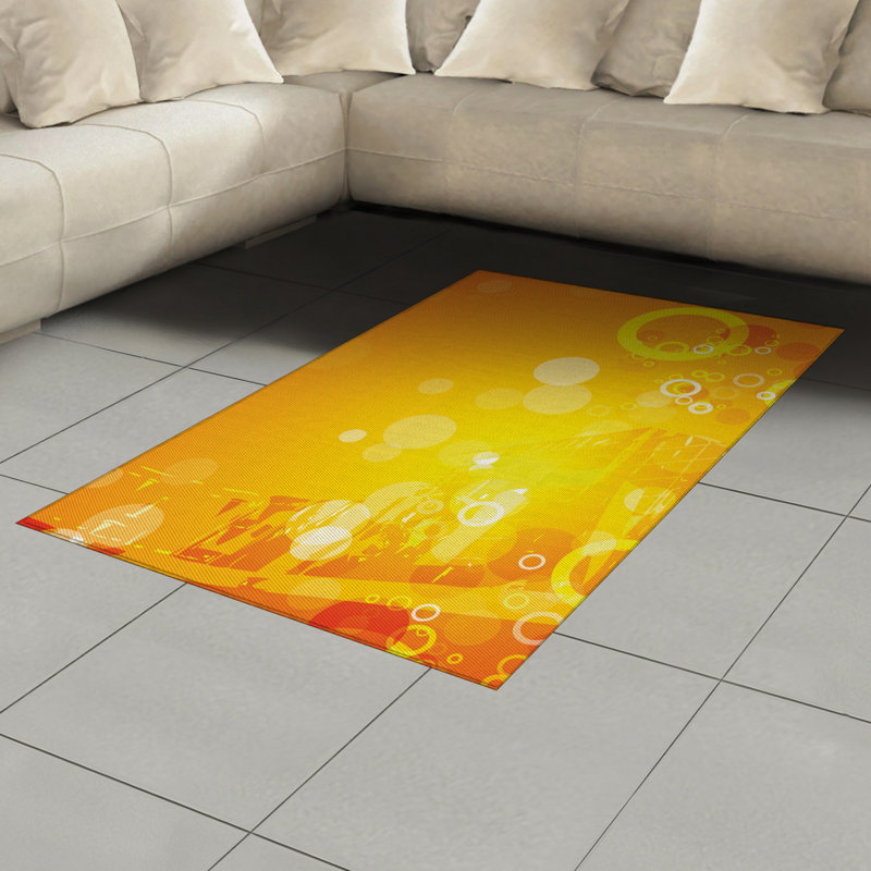 Tapis décoratif orange à haute densité de fibres longues en polyester, Rectangle— 4 pi x 5 pi 8 po