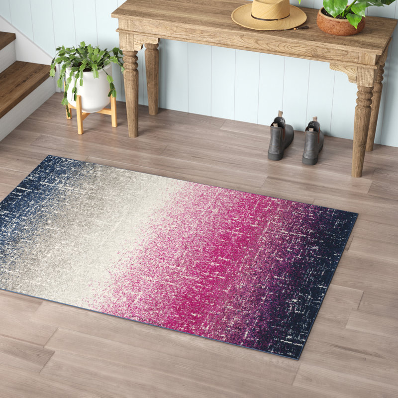 Christa Fuchsia/Navy Area Rug, Rectangle 4' x 6'