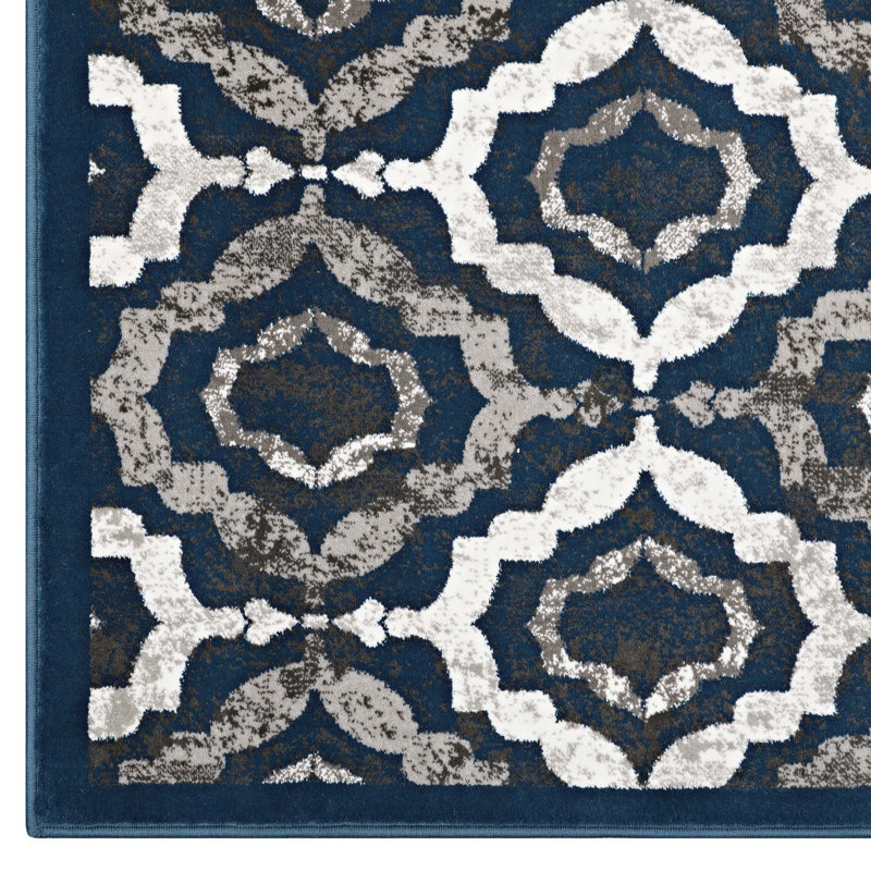 Tapis à motif de treillis marocain Kalinda, Rectangle de 5 pi x 8 pi