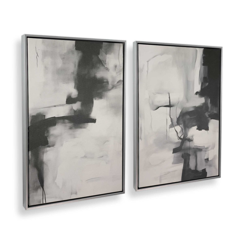 Ensemble de 2 toiles tendues monochromes Whisper, H 30,75 po x l 41,5 po x P 1,75 po, Cadre flottant en chrome poli