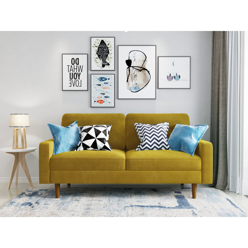 70'' Velvet Sofa, Goldenrod Velvet