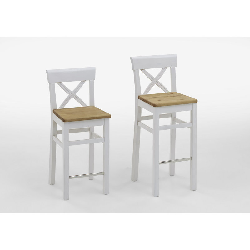 Polebridge Solid Wood Counter Stool, White, Leach-coloured