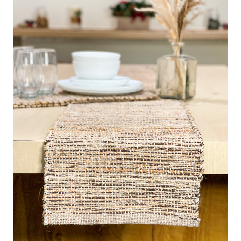 Chemin de table Pingham, Naturel / brun, 72 po x 13 po