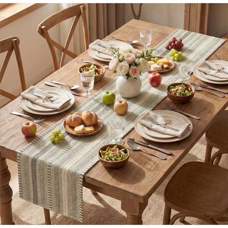 Grey Boho Vintage Table Runner 30x183 cm, Elegant Seasonal Holiday Kitchen Dining Holiday Birthday Table Decor for Home Party