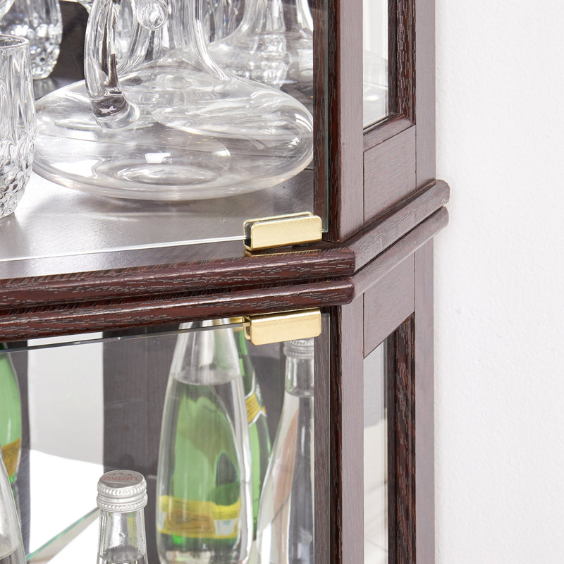Corner Glass Cabinet Lighted Curio Cabinet Corner Display Case For Living Room, Curio Cabinet, Antique Collection, Wine,Bar Glass Storage Light Included