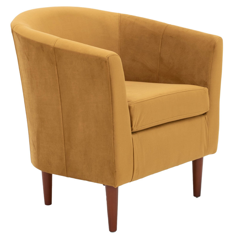 Fauteuil demi-tonneau l 31,5 po Kronos, Mélange de polyester tabac, Noyer