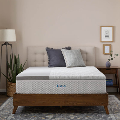 Lucid 3" Bamboo Charcoal and Gel Memory Foam Mattress Topper with cover - Full