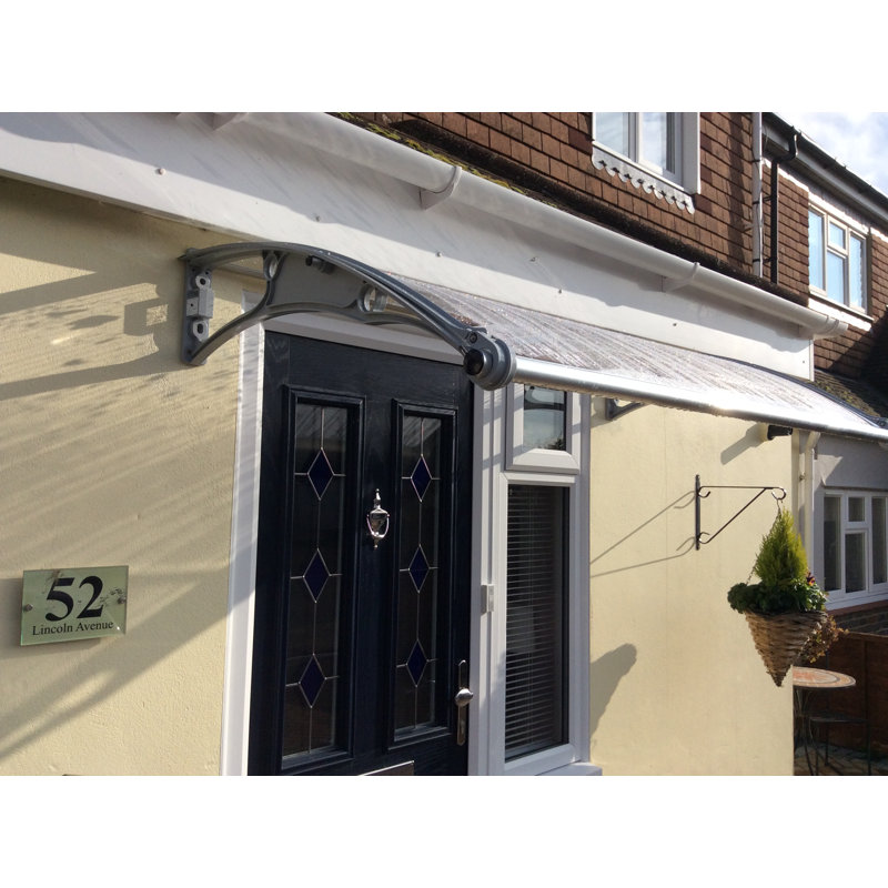 Mendocino 1m Width x 1m Depth Door Canopy Black-Bracket Clear-Sheet