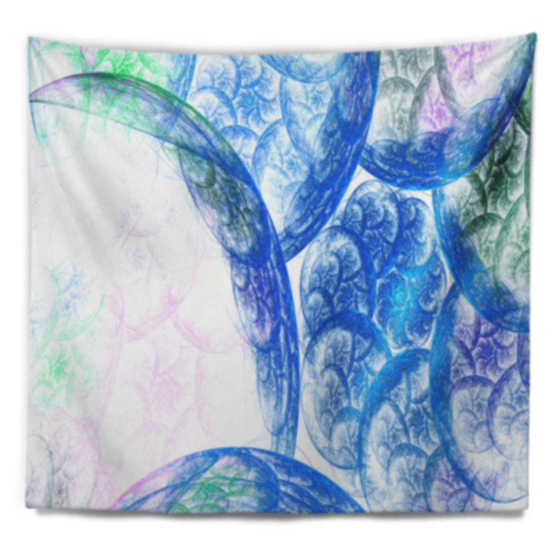 Tapisserie blanc abstrait en nuages spectaculaires, H 68 po x l 80 po