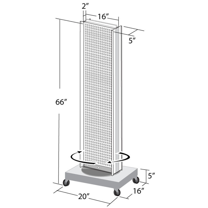 Clear Acrylic Two-Sided Pegboard Floor Display with Wheeled Base