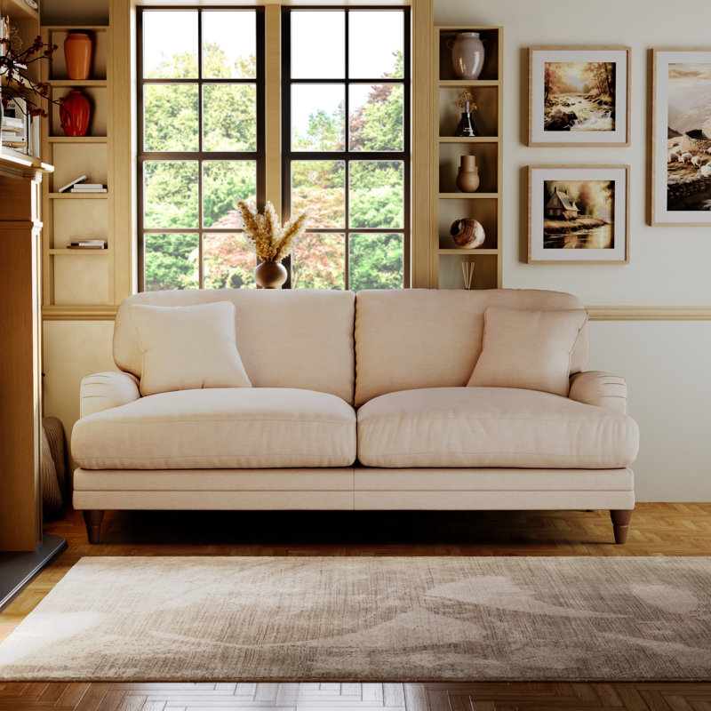 Adaku 3 Seater Sofa , Marble, Burnished Beech