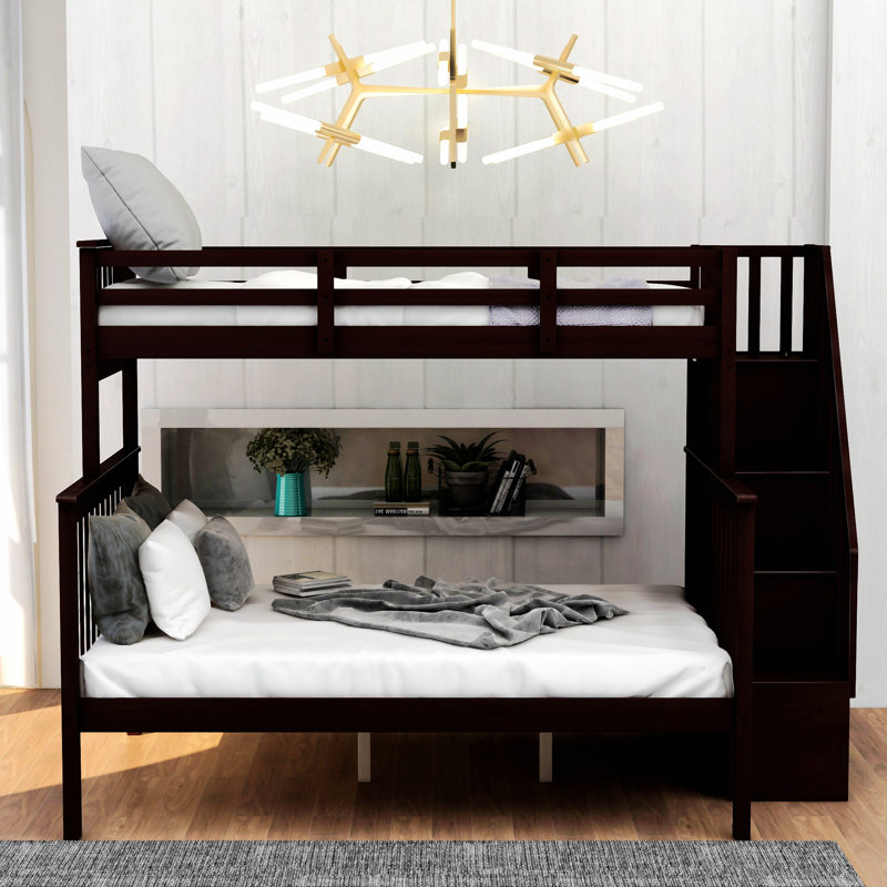 Lit simple avec rangement pour enfant Girand, Espresso