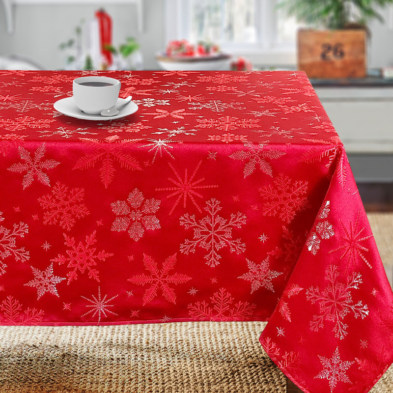 Nappe Holiday, 84 po x 60 po, Rouge, Floral 1