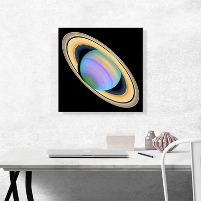 Hubble Telescope Ultraviolet Planet Saturn - reproduction de photo sur toile tendue
