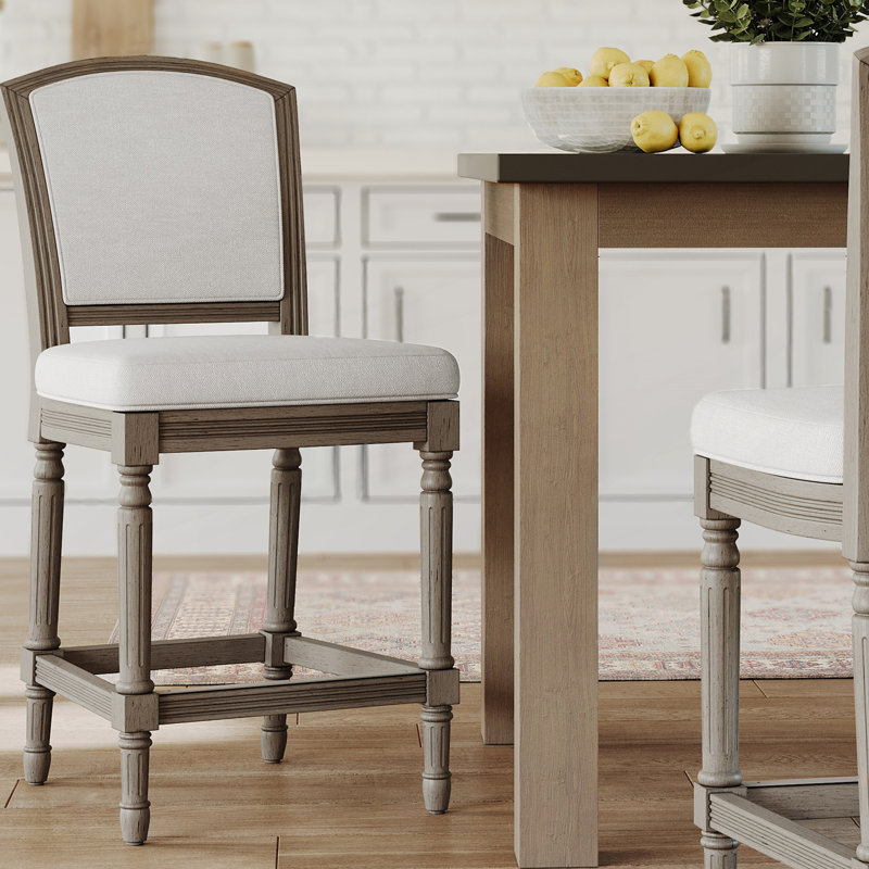 Tabouret 1PC avec siège et dossier rembourrés, Gris, 26