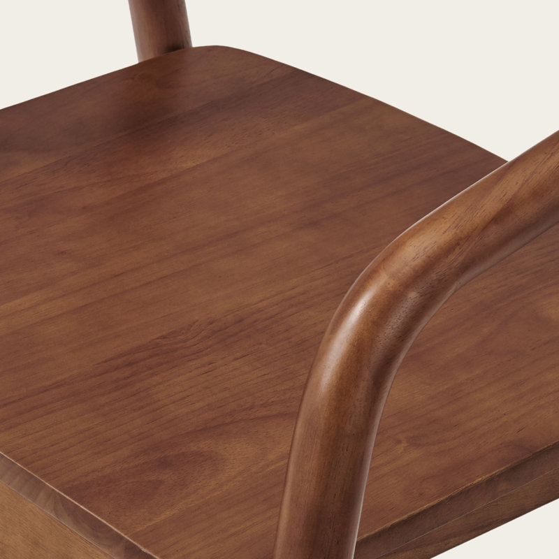Wagram Solid Rubberwood Dining Chairs With Soft Curved Back - Classis Danish Style, Walnut