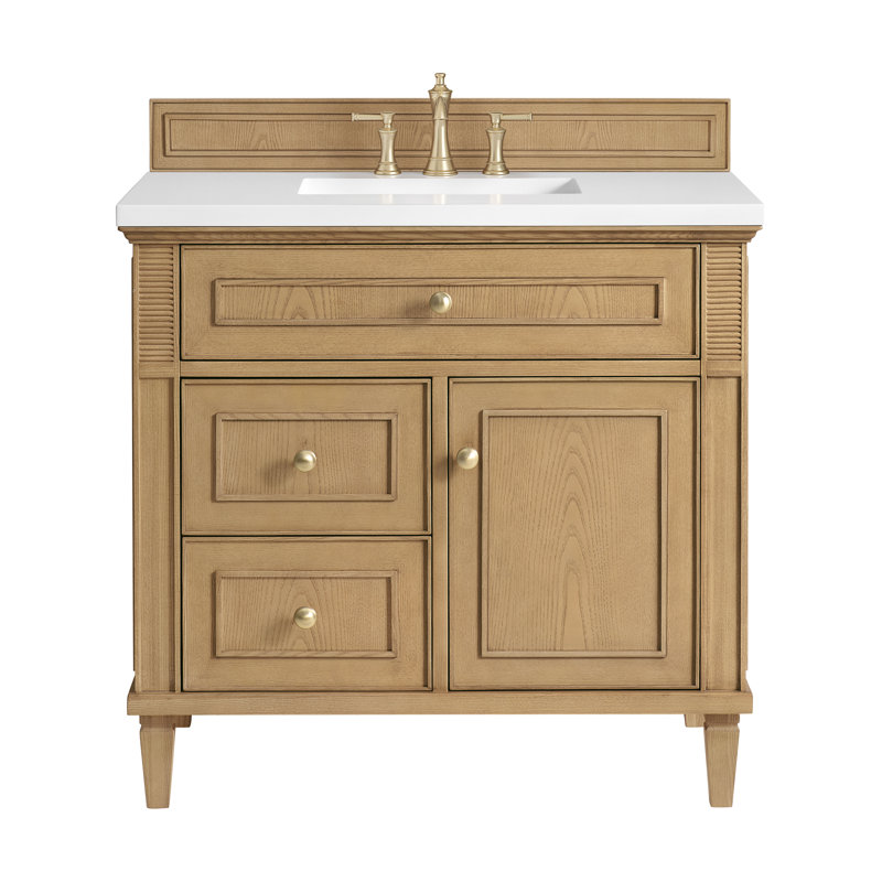 Lorelai 36'' W Single Vanity, Light Natural Oak, White Zeus, 8" Widespread