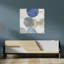 Art mural abstrait contemporain circulaire bleu et doré II-680285590