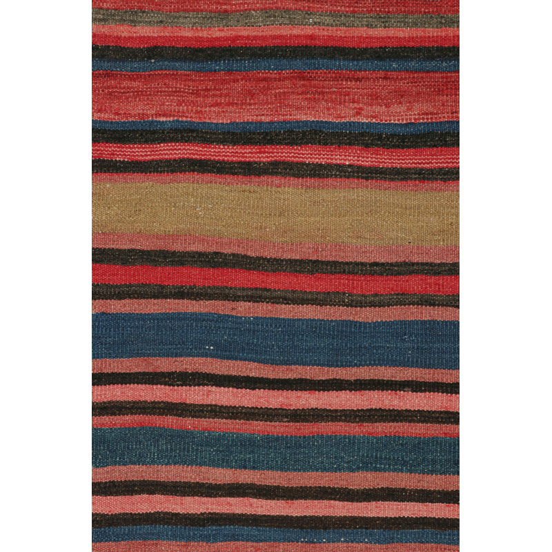 Vintage Kilim In Red With Multicolor Stripes, From Rug & Kilim