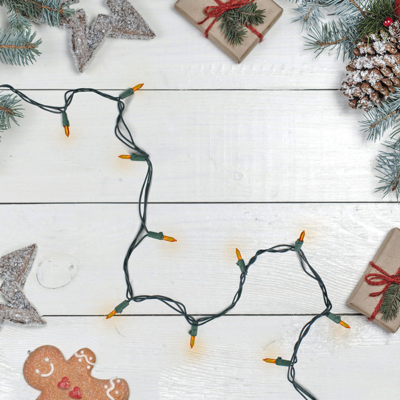Mini lumières DEL de Noël espacées de 4 po, Orange/vert