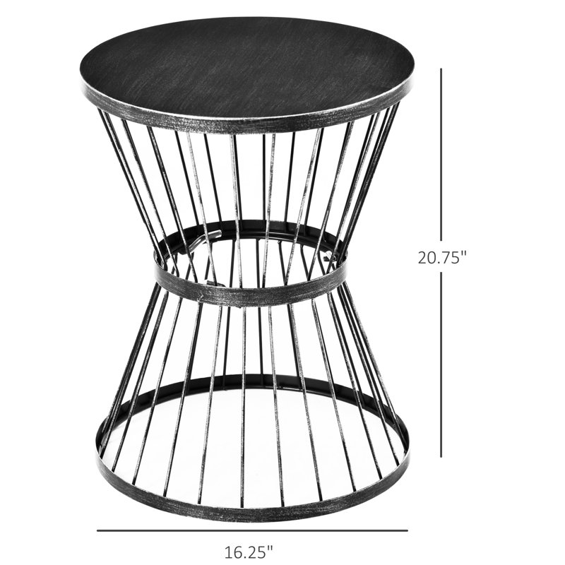 Table de patio en acier 16 po avec détails, noir - pour l'intérieur et l'extérieur, décoration tendance, bureau de bout polyvalent