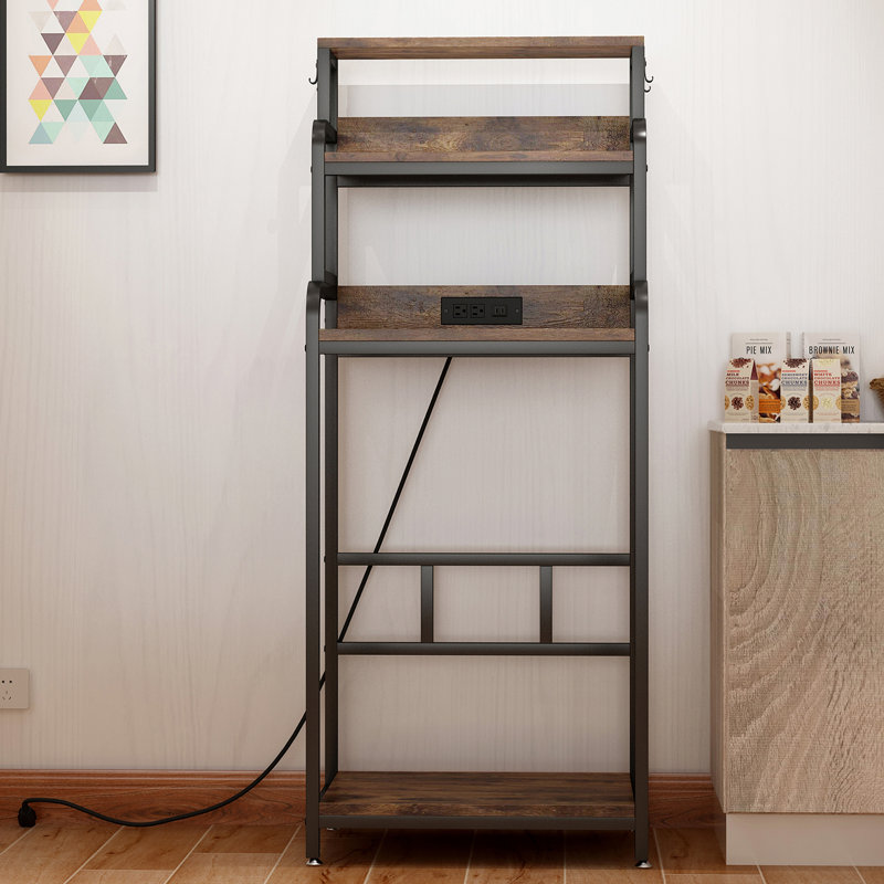 4-Tier Kitchen Freestanding Storage Rack With Power Outlets