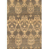 Elegance Hand Knotted Wool Ikat Area Rug in Grey/Beige