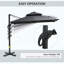 Parasol de patio décalé 10 pi, porte-à-faux suspendu, forme carrée, base croisée en aluminium, inclinable, rotation à 360 degrés, gris-173801130