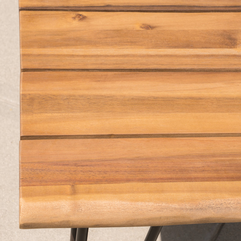 Outdoor Wood Coffee Table With Metal Frame - 32.54"X32.54"X17.94", 22.2Lb, Glow Backyard & Metal, 32.5"X32.5"X18", Glisten