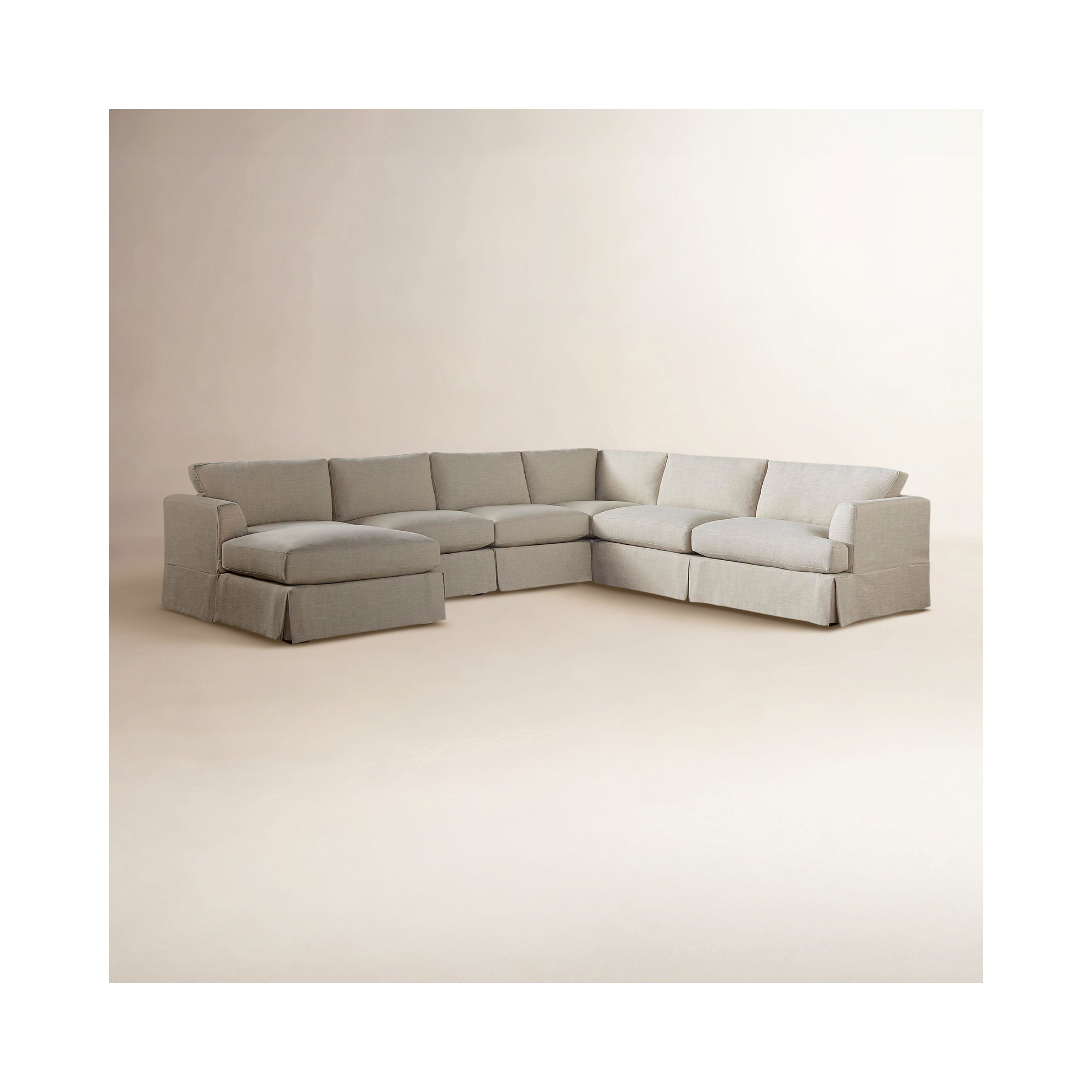 Lucia 5 - Piece Slipcovered Sectional, Conversation Pearl Basketweave, Left Hand Facing