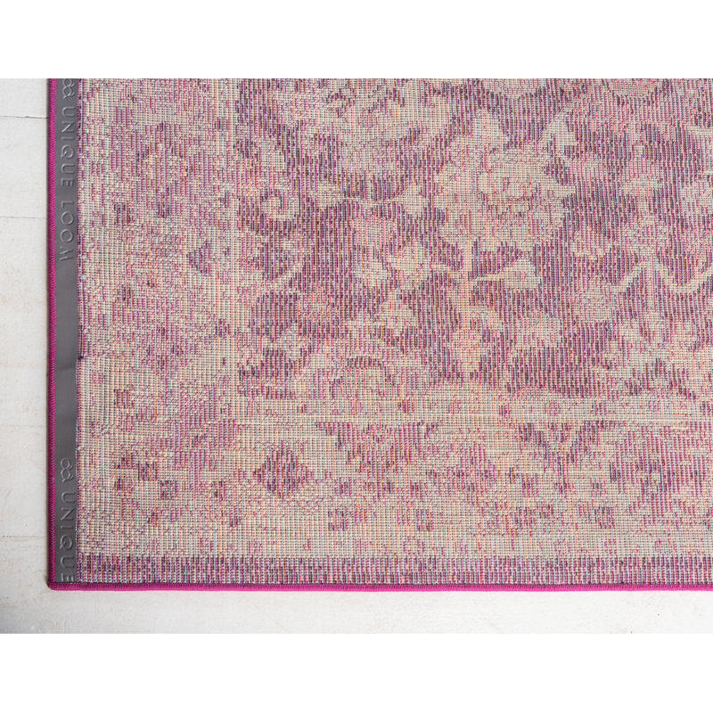 Tapis mauve / ivoire à motif abstrait Kalf, Carré 8 pi