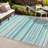 Raygoza Wavy Stripe Modern Aqua/Cream Indoor/Outdoor Rug-69806852