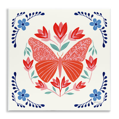  Orange Folk Butterfly Wall Plaque Art by Yvette St. Amant