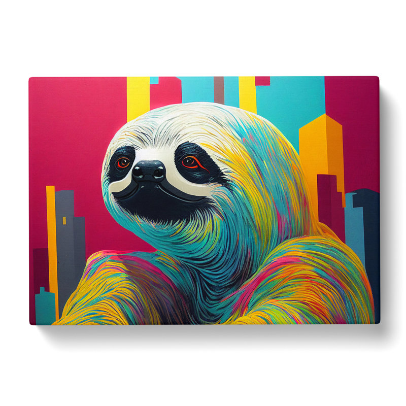 Painted Sloth Abstract - Wrapped Canvas, 35cm H x 50cm W x 3cm D