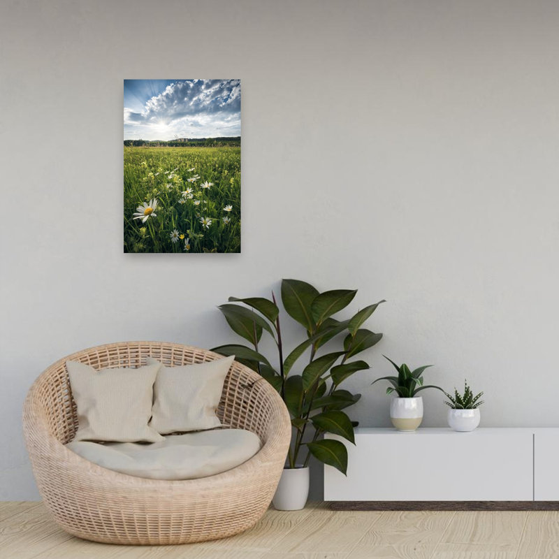 «Flowering Meadow Abstract Contemporary Flower Landscape», reproduction d'art mural, H 36 po x l 24 po
