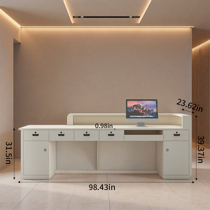 Bureau de réception moderne pour le bureau ou le hall d'entrée - Bureau de réception contemporain, style minimaliste, Beige