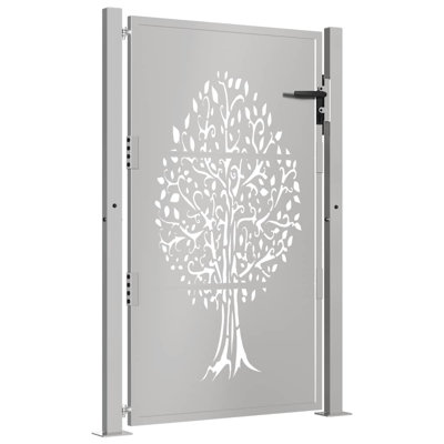 vidaXL Garden Gate 105x130 cm Corten Steel Tree Design