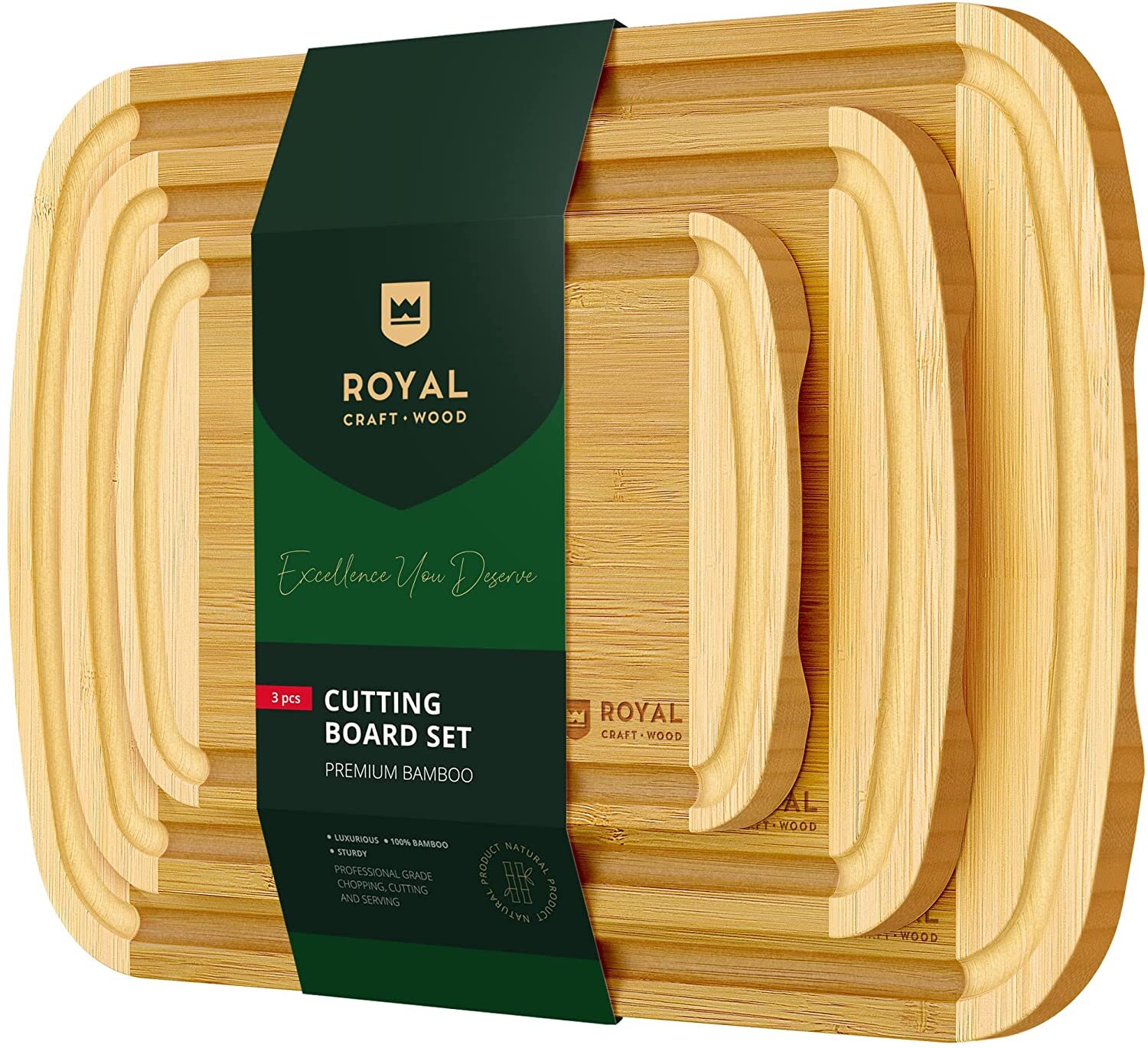 Royal Craft Wood Cutting Board Organizer - Cutting Board Stand and Holder for Countertop Space Optimization, Cutting Board Rack That Holds Up to 3